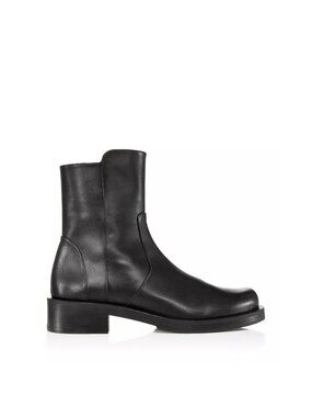 $650 STUART WEITZMAN 5050 Bold ZIP ankle boots BLACK LEATHER 7 B (PD20.5)